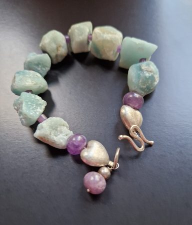 Amazonite, amethyst and silver bracelet £75