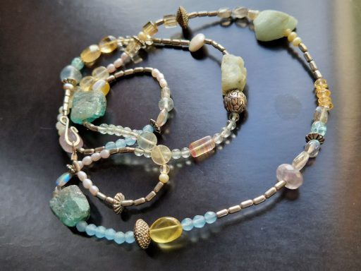Long gemstone necklacewith silver £140