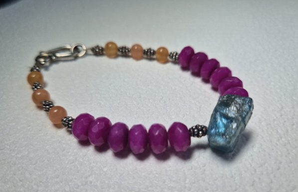 SOLD Bracelet with kyanite, moonstone and quartz £65