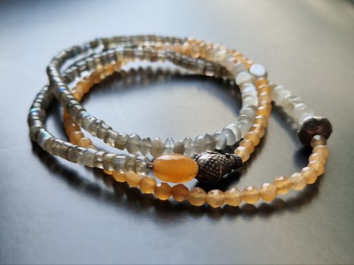 Moonstone, labradorite and silver necklace £120