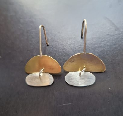 SOLD silver and brass double drop earrings £75