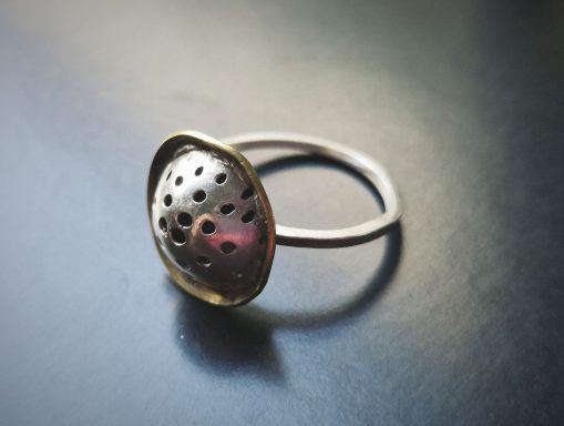 SOLD Silver and brass pierced ring £90